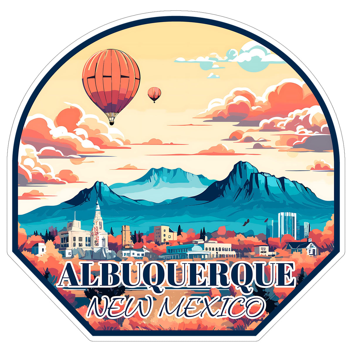 Albuquerque New Mexico Sticker 4 Inch Travel Souvenir City Destination - Waterproof Vinyl Decal for Laptop Water Bottle Car Tumbler - Durable Aesthetic Long-Lasting Stickers for Adults ID44990