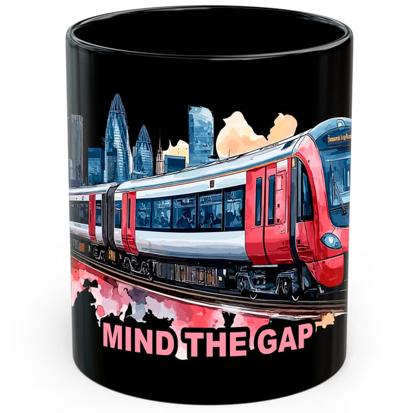 Mind the Gap London Coffee Mug 11oz — Black Ceramic Funny London Underground Mug