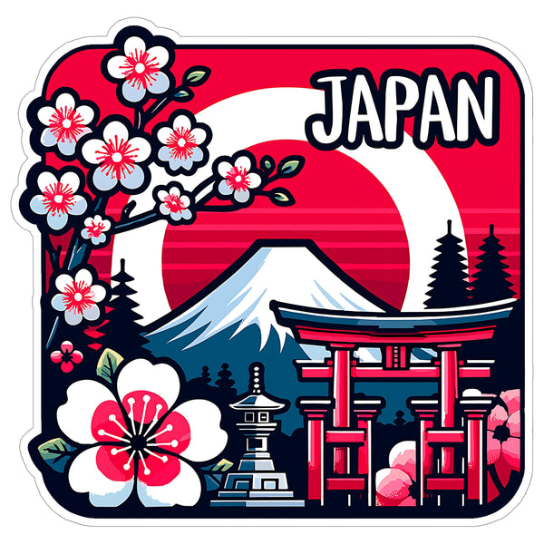 Japan Sticker 4 Inch City Travel Souvenir Destination - Waterproof Vinyl Decal for Laptop Water Bottle Car Tumbler - Durable Aesthetic Long-Lasting Stickers for Adults ID44990