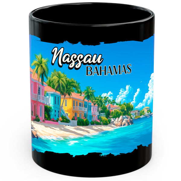 Nassau Bahamas Mug 11oz — Black Ceramic Travel Mug