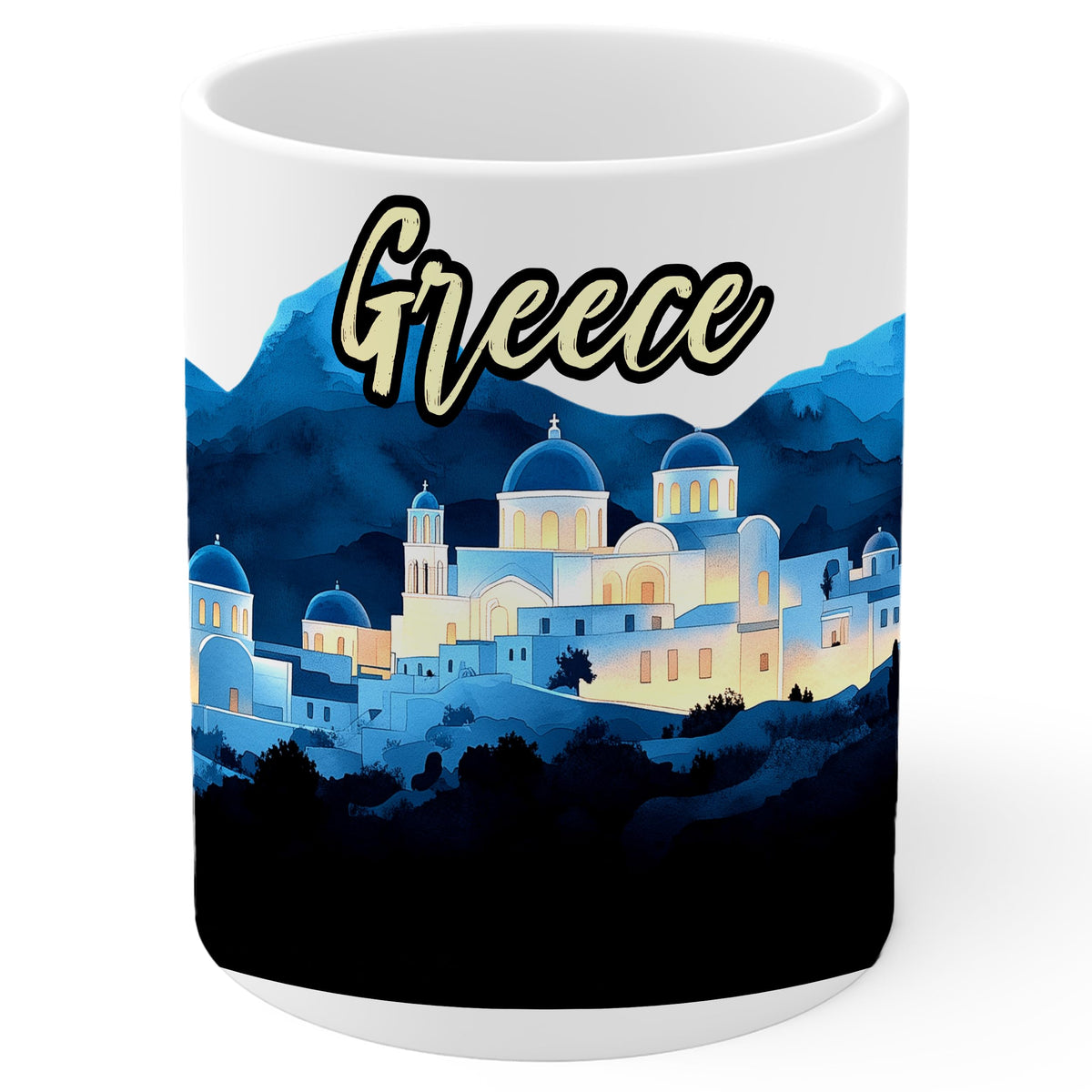 Greece Coffee Mug 11oz — White Ceramic Mediterranean Heritage Mug