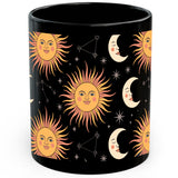 Sun and Moon Coffee Mug 11oz — Black Ceramic Celestial Astrology Mug 1