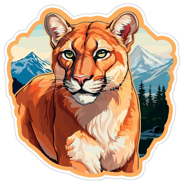 Mountain Lion Sticker 4 Inch — Waterproof Vinyl Decal Cougar Puma Big Cat