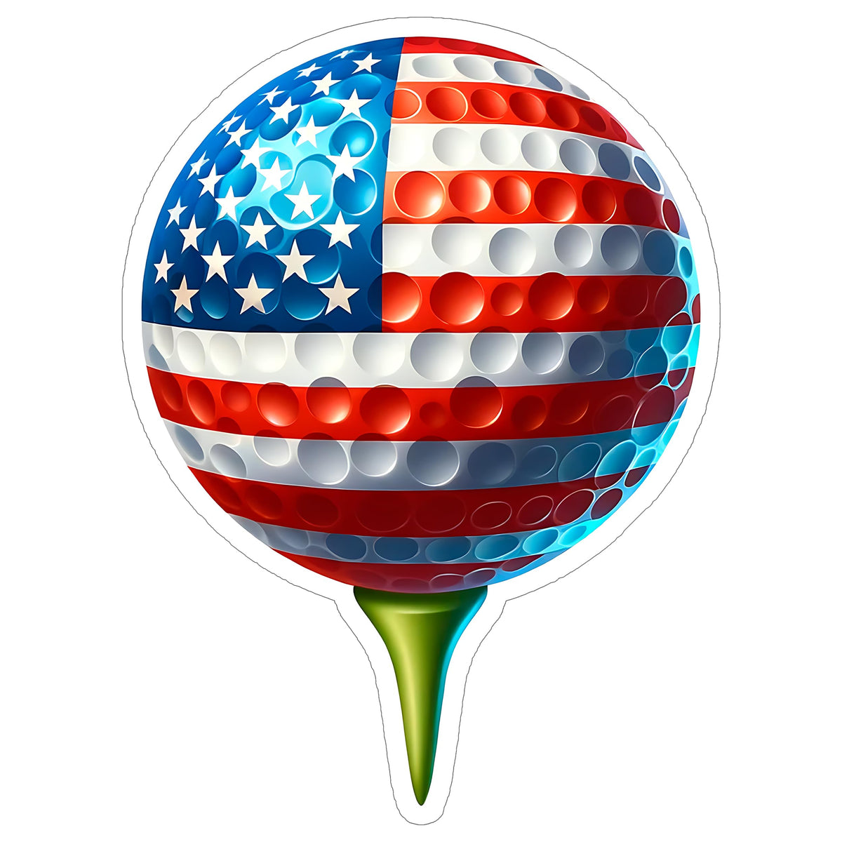 American Flag Golf Sport Sticker 4 Inch — Waterproof Vinyl Decal Patriotic Golfer USA