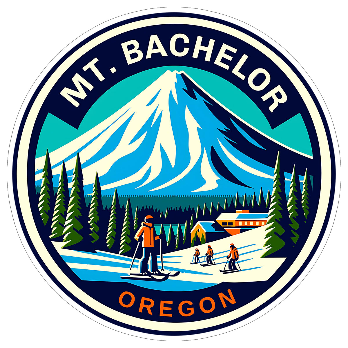 Mt Bachelor Oregon Sticker 4 Inch — Waterproof Vinyl Decal City Travel Souvenir
