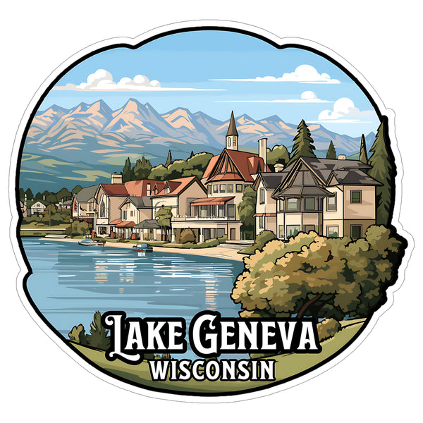 Lake Geneva Wisconsin Sticker 4 Inch — Waterproof Vinyl Decal Waterfront Wilderness