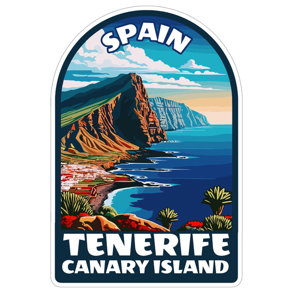 Tenerife Canary Islands Spain Sticker 4 Inch Island Coastal Beach Seaside - Waterproof Vinyl Decal for Laptop Water Bottle Car Tumbler - Durable Aesthetic Long-Lasting Stickers for Adults ID44990