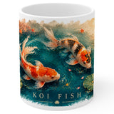 Koi Fish Mug 11oz — White Ceramic Coffee Mug 1