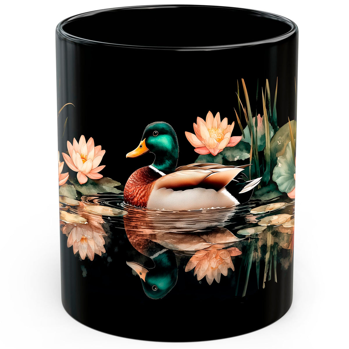 Duck Mug 11oz — Black Ceramic Pond Waterfowl Coffee Mug