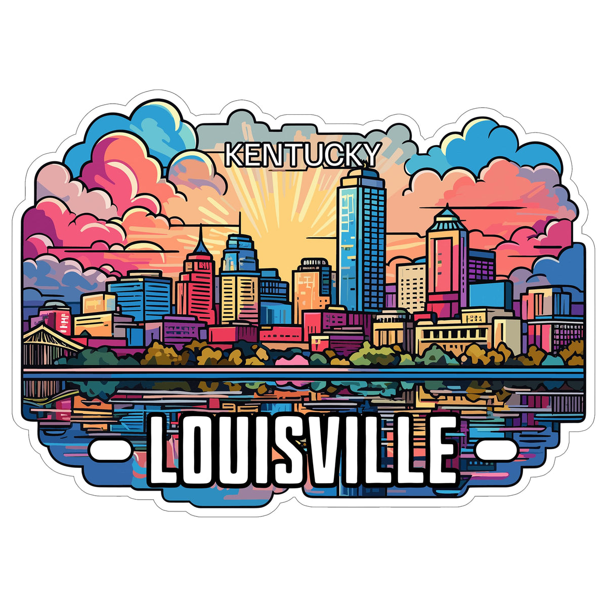 Louisville Kentucky Sticker 4 Inch Travel Souvenir City Destination - Waterproof Vinyl Decal for Laptop Water Bottle Car Tumbler - Durable Aesthetic Long-Lasting Stickers for Adults ID44990
