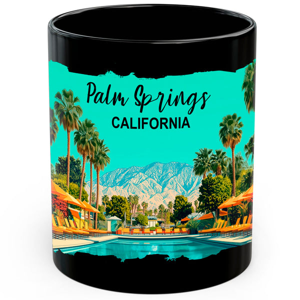 Palm Springs California Mug 11oz — Black Ceramic Desert Cali Vibes Coffee Mug