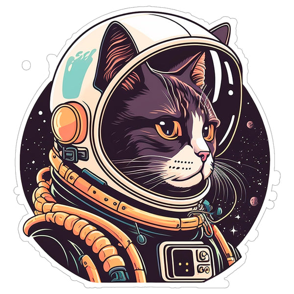 Space Cat Sticker 4 Inch — Waterproof Vinyl Decal Galaxy Astronaut Cosmic Funny