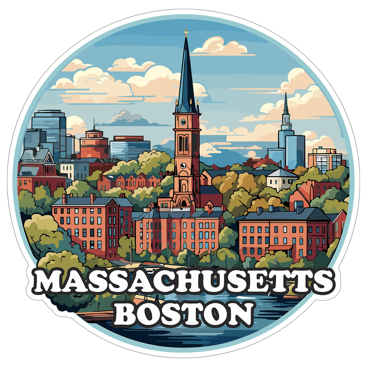 Boston Massachusetts Sticker 4 Inch Travel Souvenir City Destination - Waterproof Vinyl Decal for Laptop Water Bottle Car Tumbler - Durable Aesthetic Long-Lasting Stickers for Adults ID44990