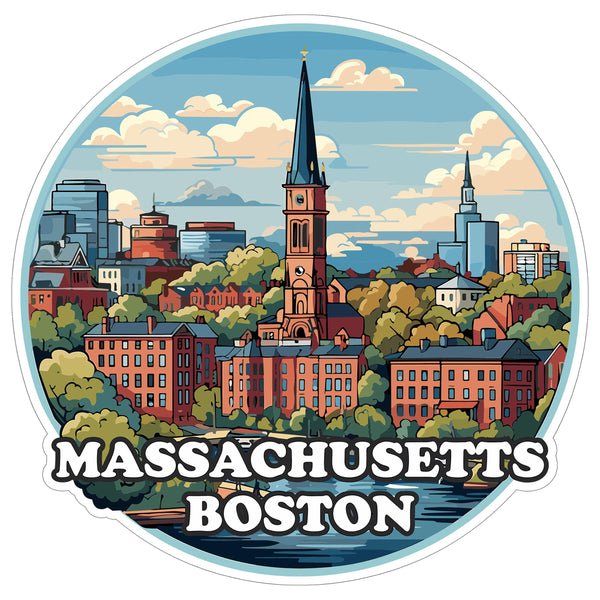 Boston Massachusetts Sticker 4 Inch Travel Souvenir City Destination - Waterproof Vinyl Decal for Laptop Water Bottle Car Tumbler - Durable Aesthetic Long-Lasting Stickers for Adults ID44990