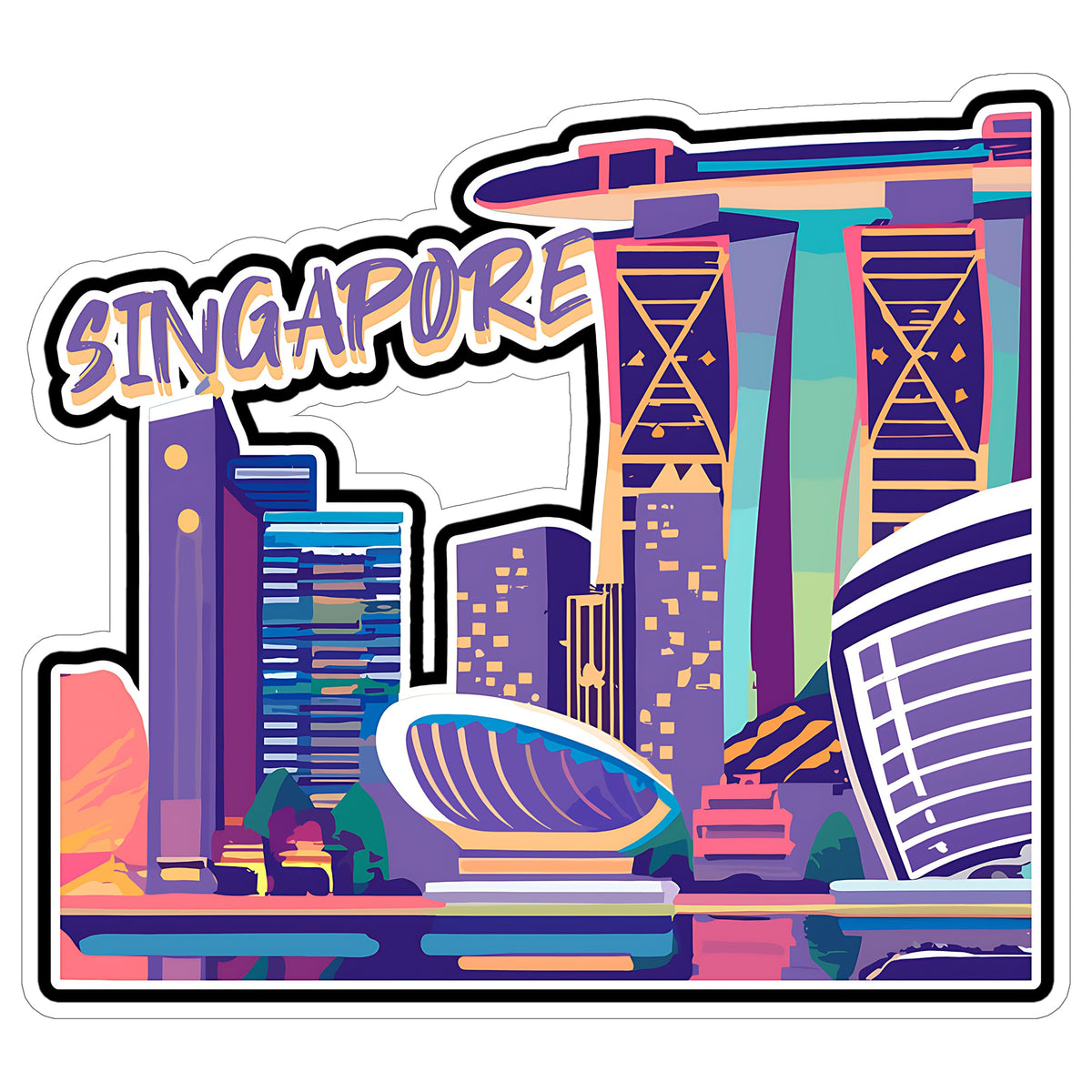 Singapore Sticker 4 Inch City Travel Souvenir Destination - Waterproof Vinyl Decal for Laptop Water Bottle Car Tumbler - Durable Aesthetic Long-Lasting Stickers for Adults ID44990