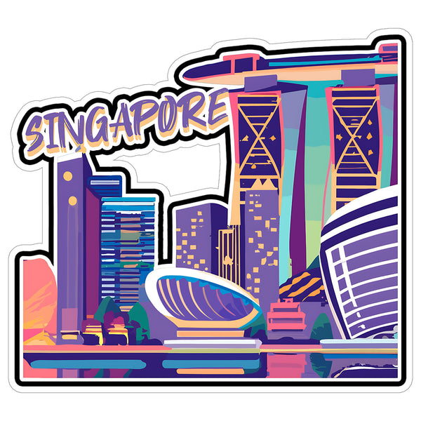 Singapore Sticker 4 Inch City Travel Souvenir Destination - Waterproof Vinyl Decal for Laptop Water Bottle Car Tumbler - Durable Aesthetic Long-Lasting Stickers for Adults ID44990