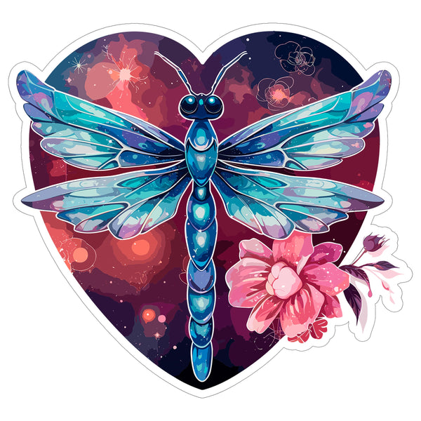 Dragonfly Heart Galaxy Sticker 4 Inch — Waterproof Vinyl Decal Cosmic Insect Nature Aesthetic