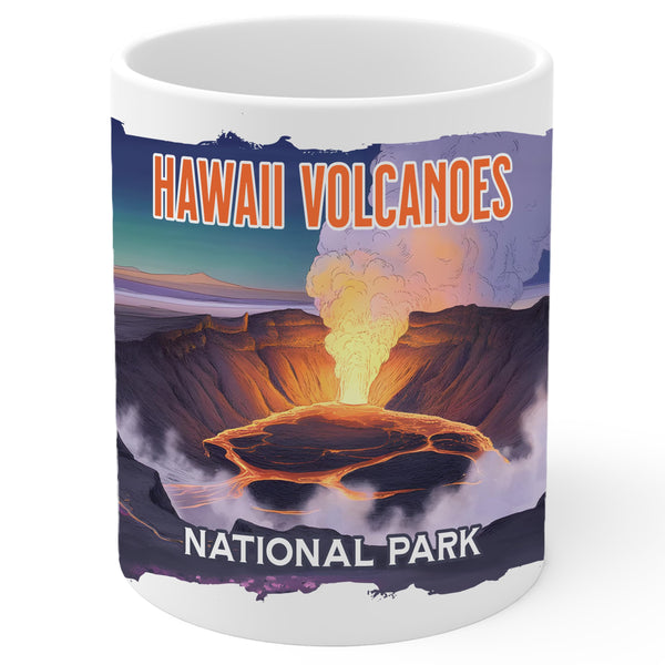 Hawaii Volcanoes National Park Mug 11oz — White Ceramic Lava Flow Mug