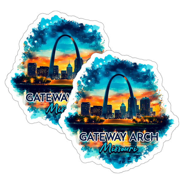 Gateway Arch St. Louis Missouri Sticker 4 Inch 2-Pack - Waterproof Vinyl Decal for Laptop Water Bottle Car Tumbler - Durable Aesthetic Long-Lasting Stickers for Adults ID45039
