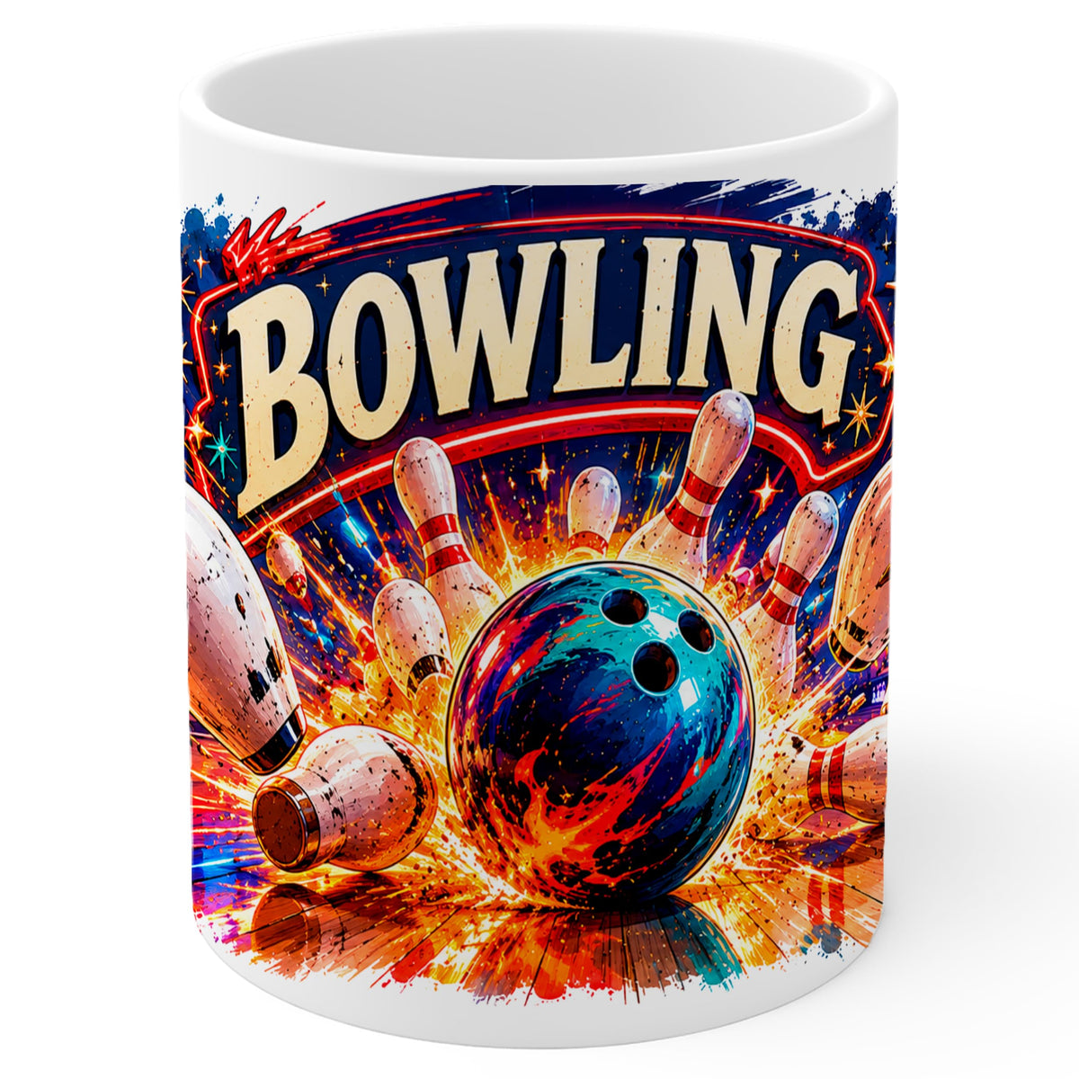 Bowling Mug 11oz — White Ceramic Coffee Mug