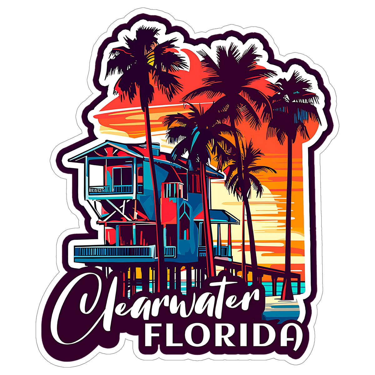 Clearwater Florida Sticker 4 Inch — Waterproof Vinyl Decal City Travel Souvenir