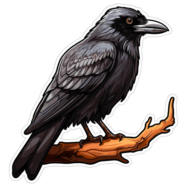 Crow Sticker 4 Inch — Waterproof Vinyl Decal Corvid Intelligent Black Bird