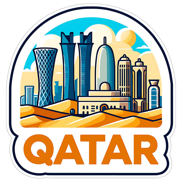 Qatar Sticker 4 Inch City Travel Souvenir Destination - Waterproof Vinyl Decal for Laptop Water Bottle Car Tumbler - Durable Aesthetic Long-Lasting Stickers for Adults ID44990