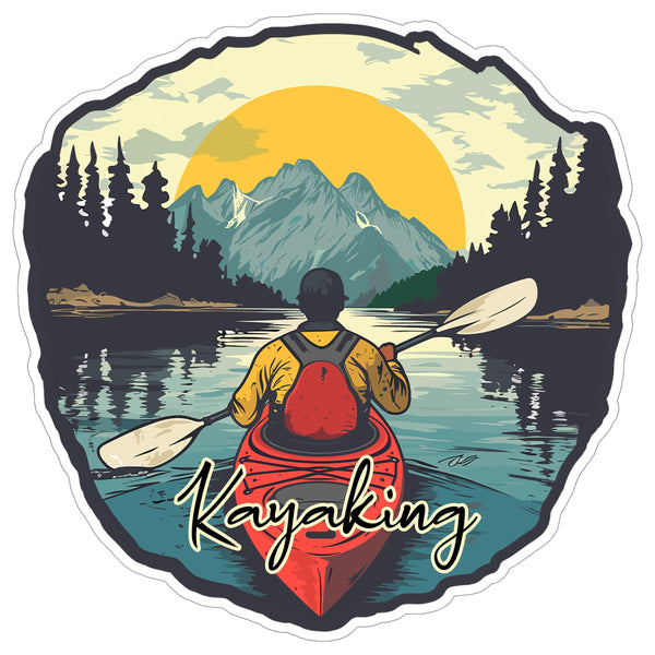 Kayaking Sport Sticker 4 Inch — Waterproof Vinyl Decal Whitewater Paddler River Adventure