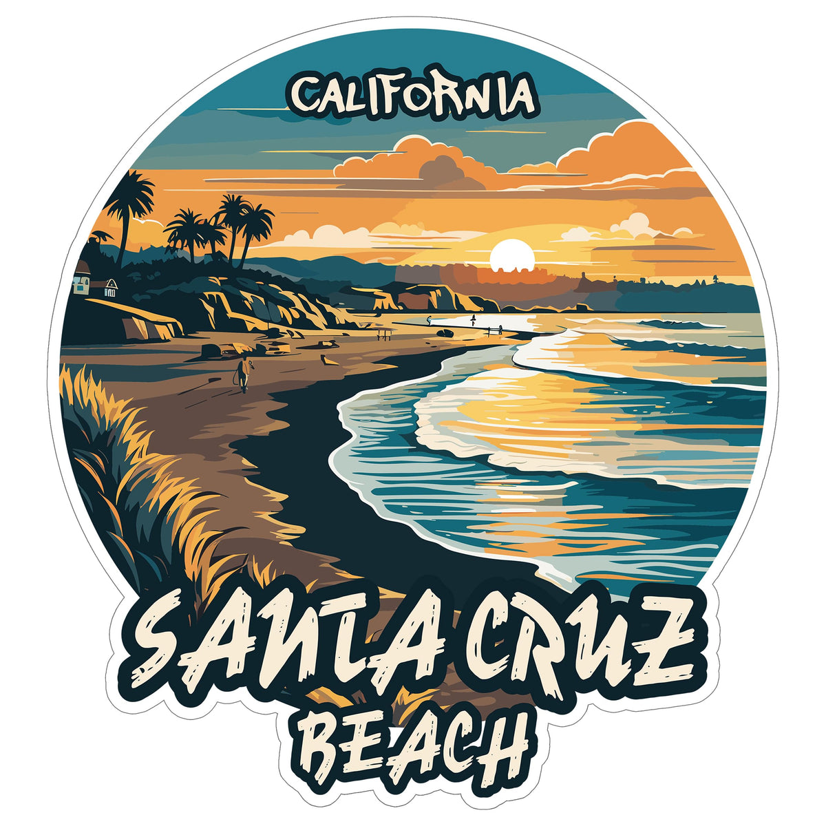 Santa Cruz Beach California Sticker 4 Inch — Waterproof Vinyl Decal Ocean Coastal