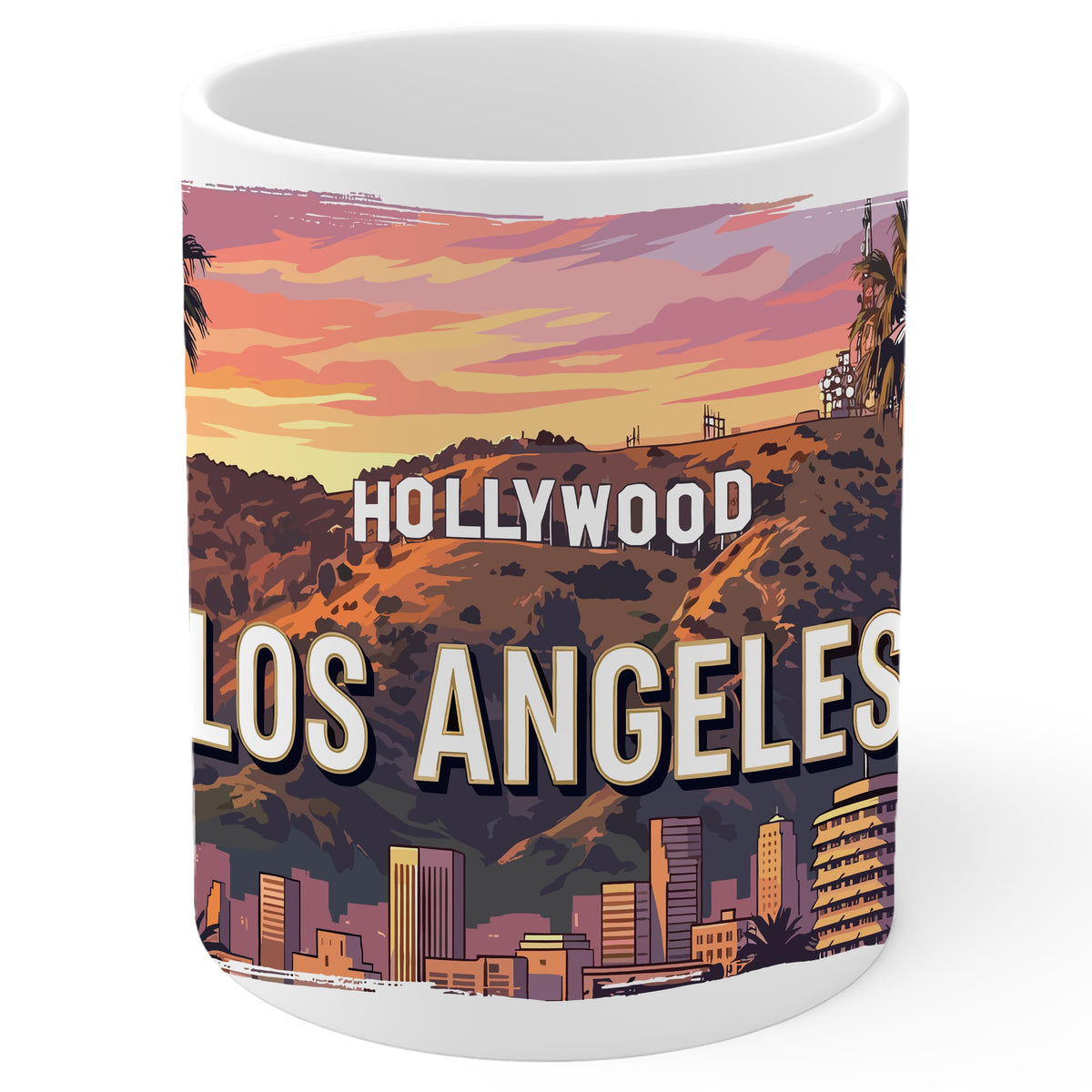 Hollywood Los Angeles CA Mug 11oz — White Ceramic City of Angels Mug