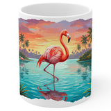 Flamingo Mug 11oz — White Ceramic Tropical Pink Bird Coffee Mug 1