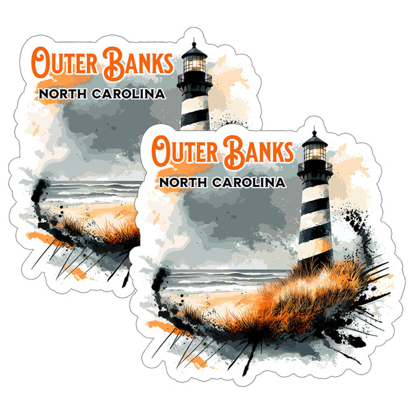 Outer Banks North Carolina Sticker 4 Inch 2-Pack - Waterproof Vinyl Decal for Laptop Water Bottle Car Tumbler - Durable Aesthetic Long-Lasting Stickers for Adults ID45039
