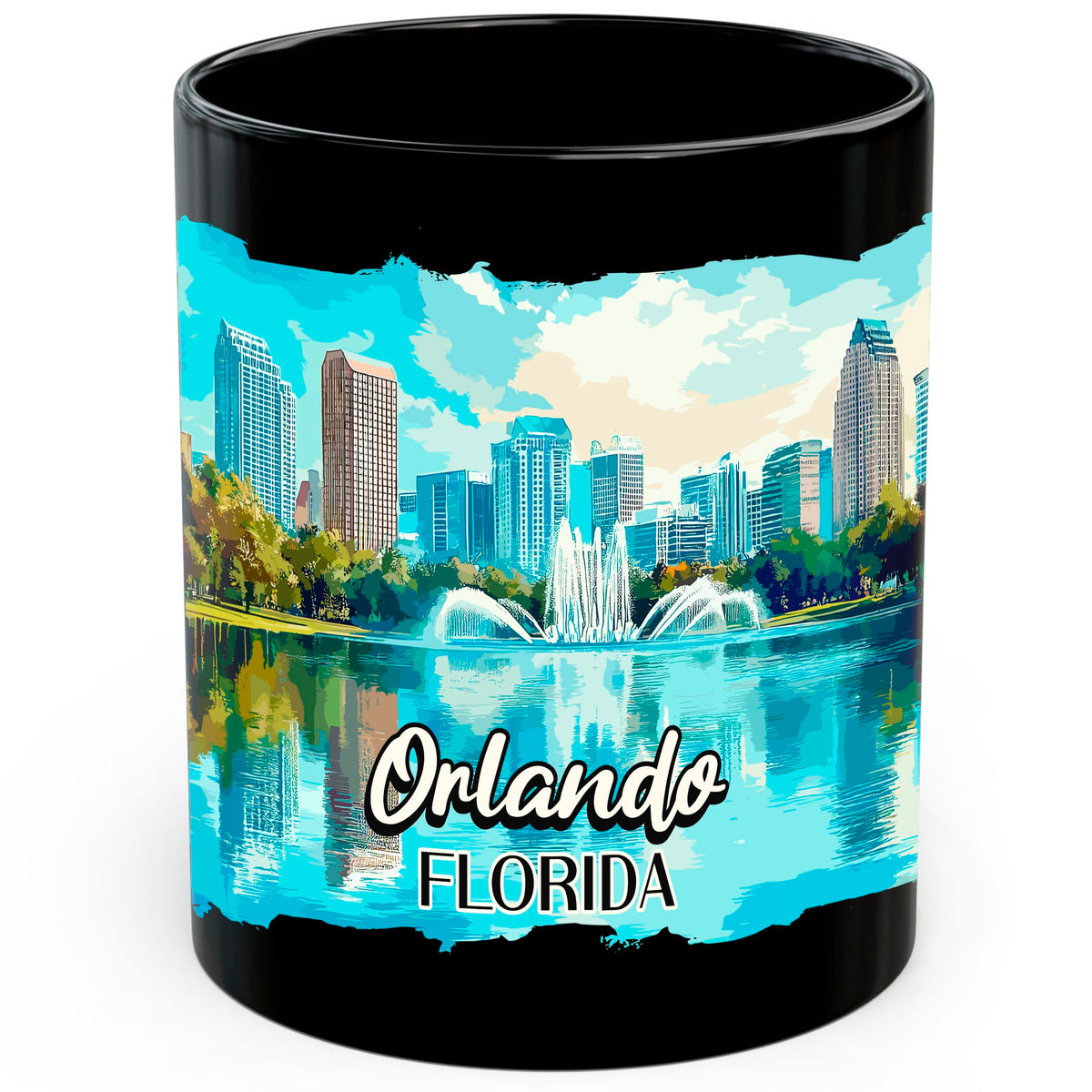 Orlando Florida Coffee Mug 11oz — Black Ceramic Theme Park Capital FL Mug