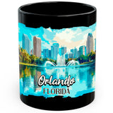 Orlando Florida Coffee Mug 11oz — Black Ceramic Theme Park Capital FL Mug 1