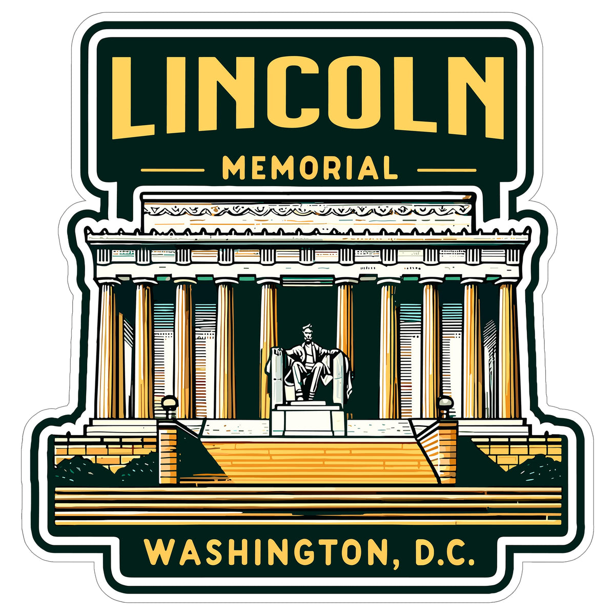 Lincoln Memorial Washington DC Sticker 4 Inch — Waterproof Vinyl Decal Travel Souvenir