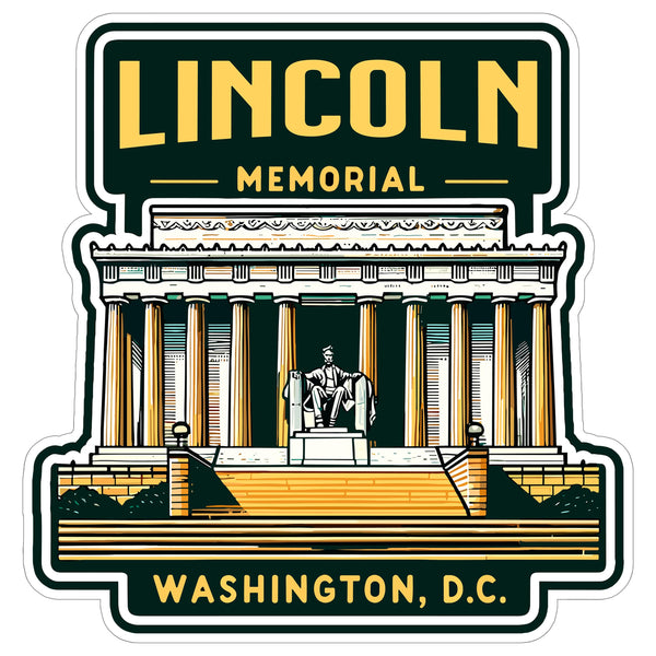 Lincoln Memorial Washington DC Sticker 4 Inch City Travel Souvenir - Waterproof Vinyl Decal for Laptop Water Bottle Car Tumbler - Durable Aesthetic Long-Lasting Stickers for Adults ID44990