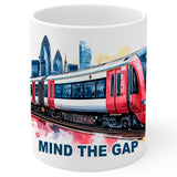Mind the Gap London Coffee Mug 11oz — White Ceramic London Underground Mug 1