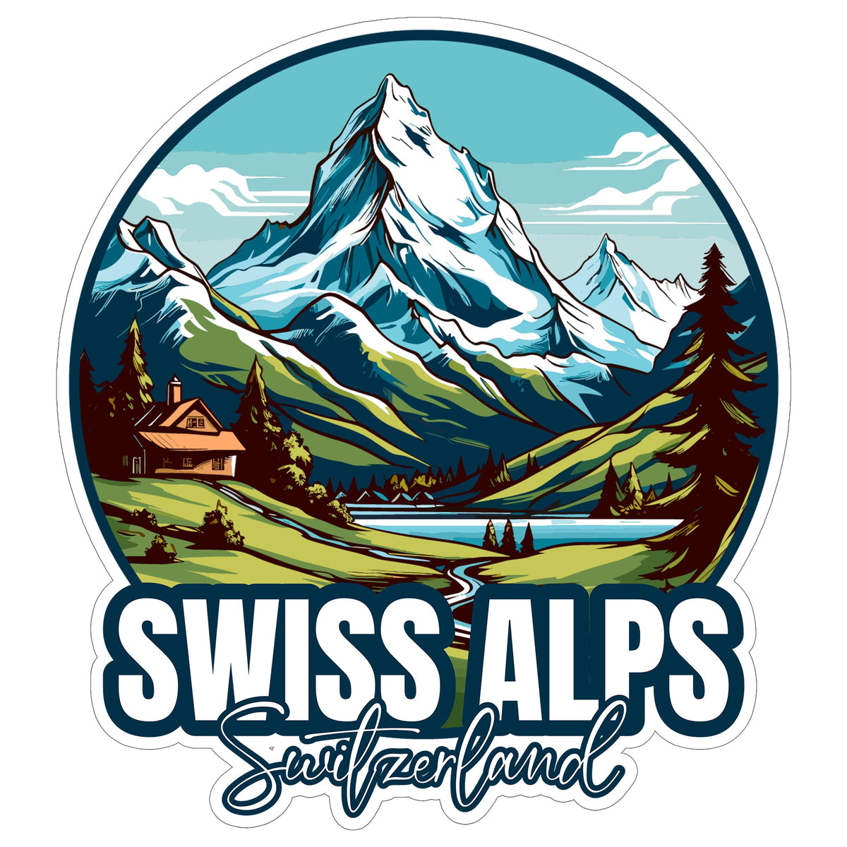 Swiss Alps Switzerland Sticker 4 Inch — Waterproof Vinyl Decal City Travel Souvenir
