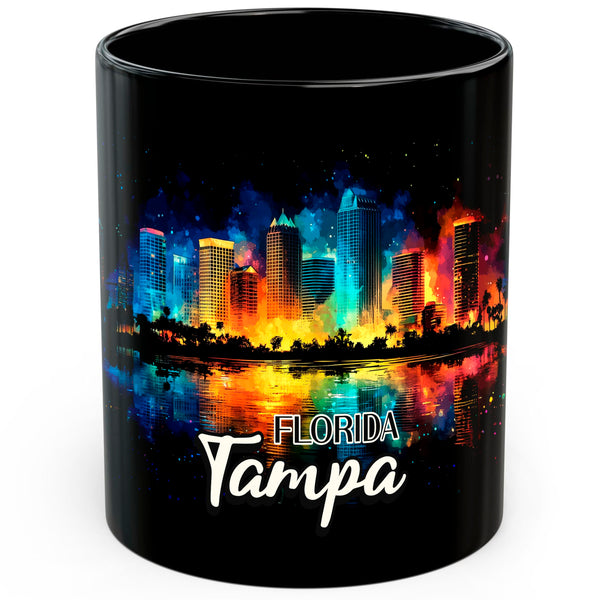 Tampa Florida Coffee Mug 11oz — Black Ceramic Gulf Coast FL Beaches Mug