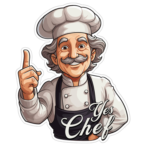 Yes Chef Sticker 4 Inch — Waterproof Vinyl Decal Cooking Kitchen Culinary