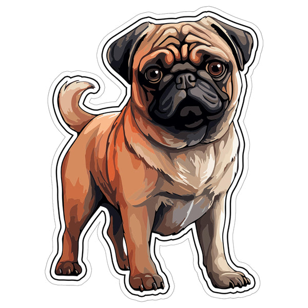 Pug Sticker 4 Inch — Waterproof Vinyl Decal Wrinkly Smush Face Dog Mom