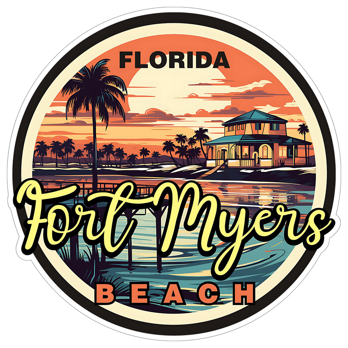 Fort Myers Beach Florida Sticker 4 Inch — Waterproof Vinyl Decal Ocean Coastal