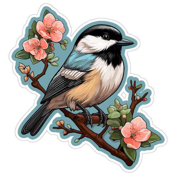 Black-Capped Chickadee Sticker 4 Inch — Waterproof Vinyl Decal Maine MA Songbird Backyard