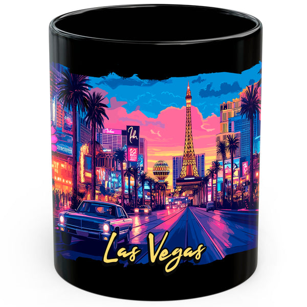 Las Vegas Nevada Coffee Mug 11oz — Black Ceramic Sin City Vegas Lights Mug