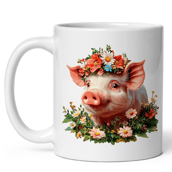 Pig Mug 11oz — White Ceramic Cute Hog Oink Coffee Mug