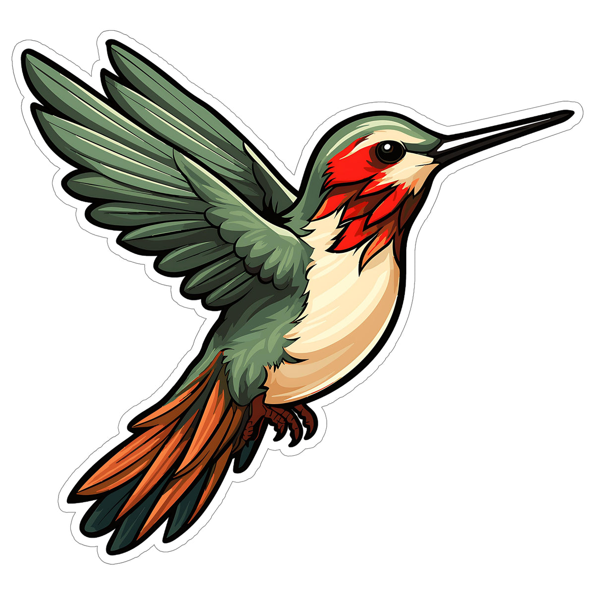 Hummingbird Sticker 4 Inch — Waterproof Vinyl Decal Ruby Throat Nectar Seeker