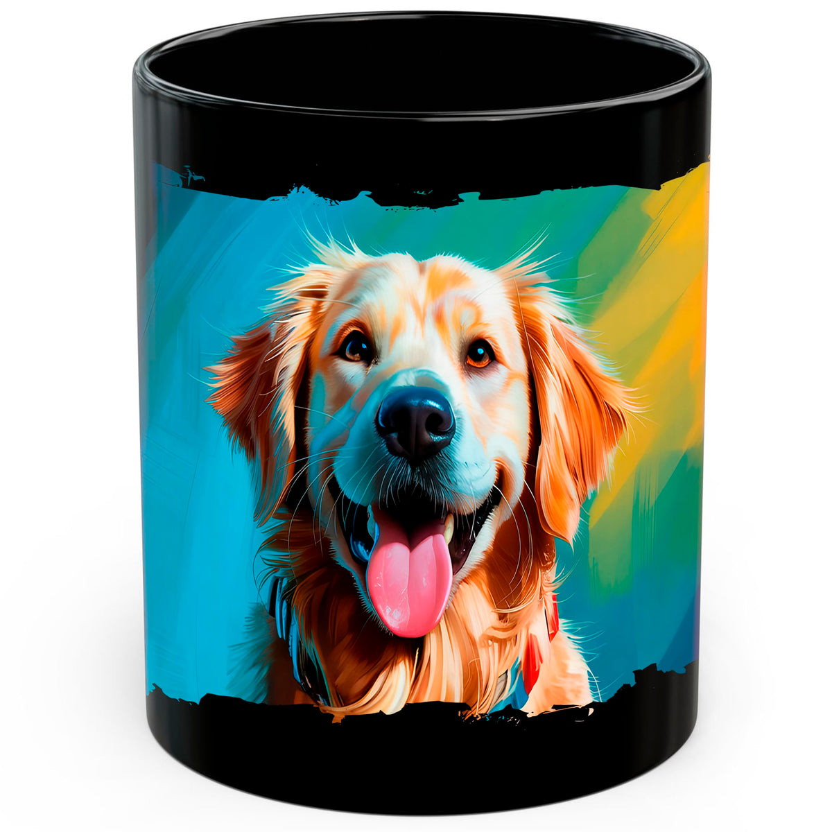 Golden Retriever Mug 11oz — Black Ceramic Friendly Family Dog Coffee Mug
