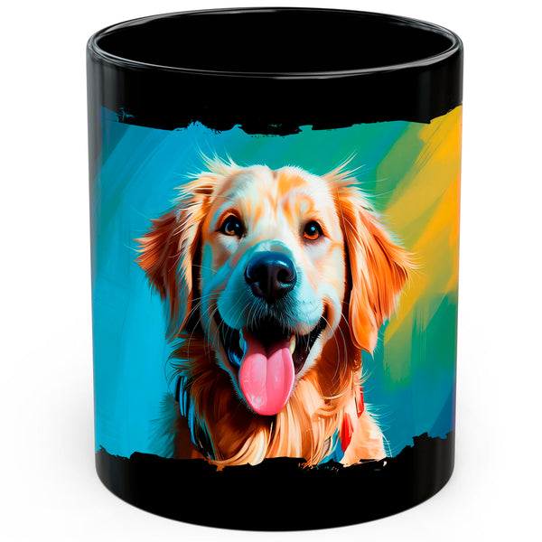 Golden Retriever Mug 11oz — Black Ceramic Friendly Family Dog Coffee Mug