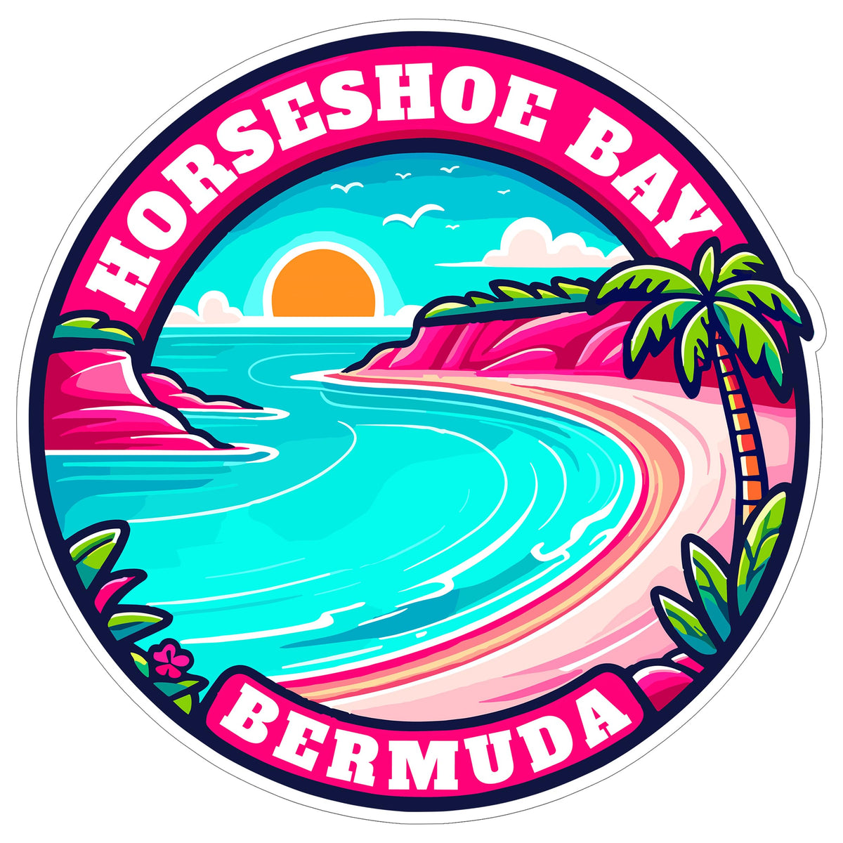 Horseshoe Bay Bermuda Sticker 4 Inch — Waterproof Vinyl Decal Pink Sand Beach Atlantic Travel