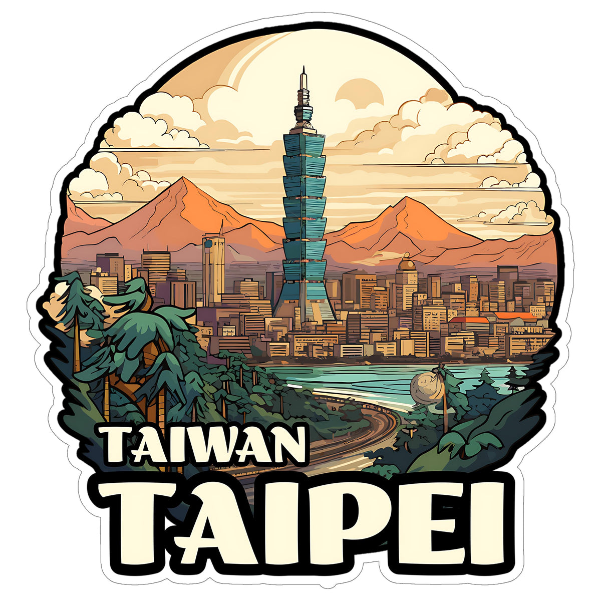 Taipei Taiwan Sticker 4 Inch — Waterproof Vinyl Decal City Travel Souvenir
